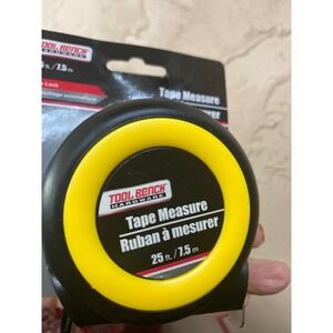Tool Bench Hardware 25ft 7.5m Tape Measure Yellow Black Locking 3NEW